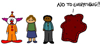 Clown with Agent and editor and amoeba